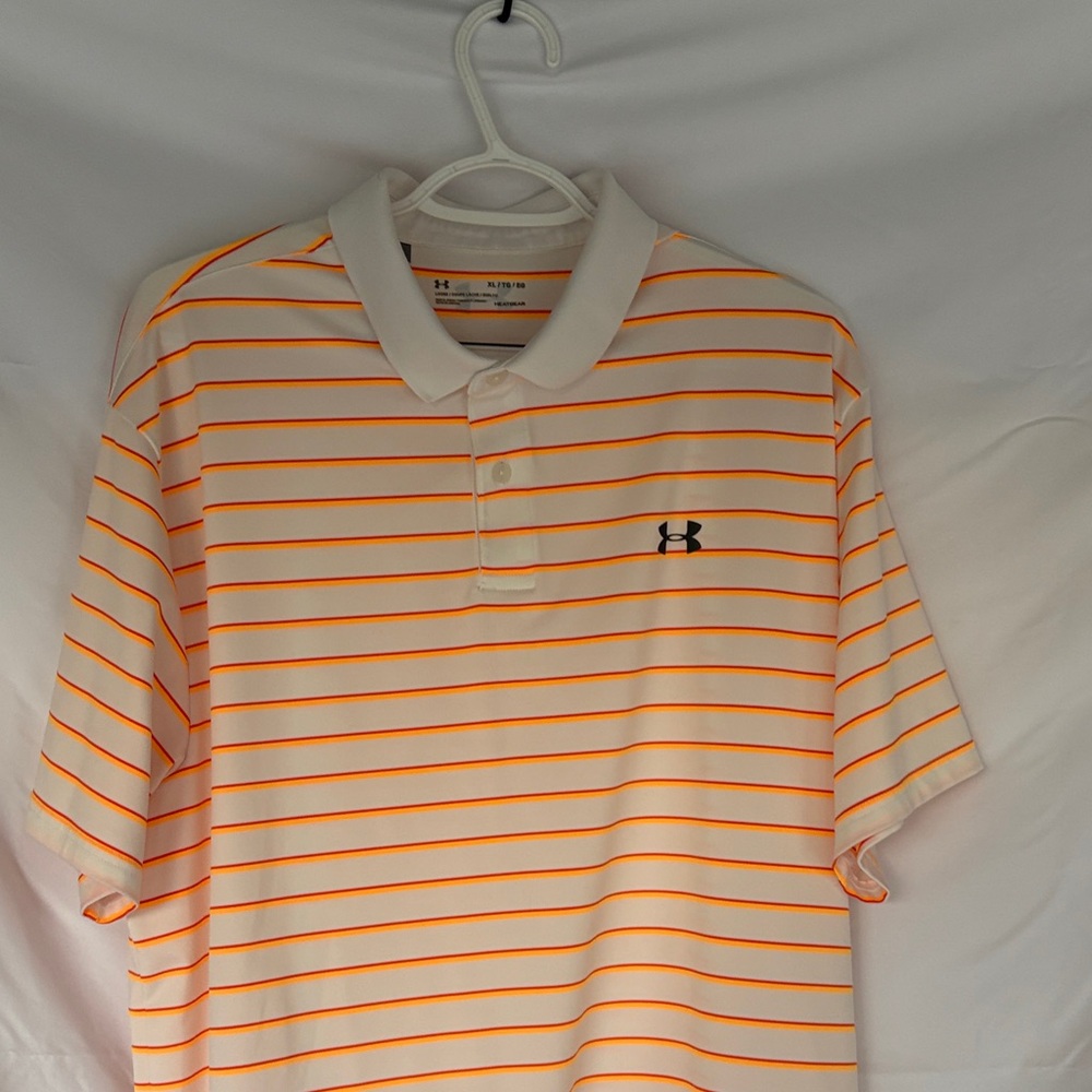 Under Armour Men's Polo with Orange and White Stripes